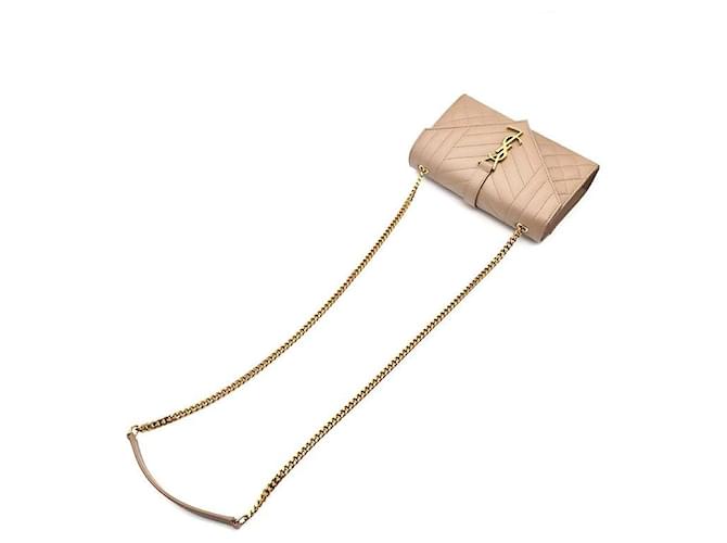 Saint Laurent Borsa a tracolla Monogram Envelope Chain Small Marrone - vista 4