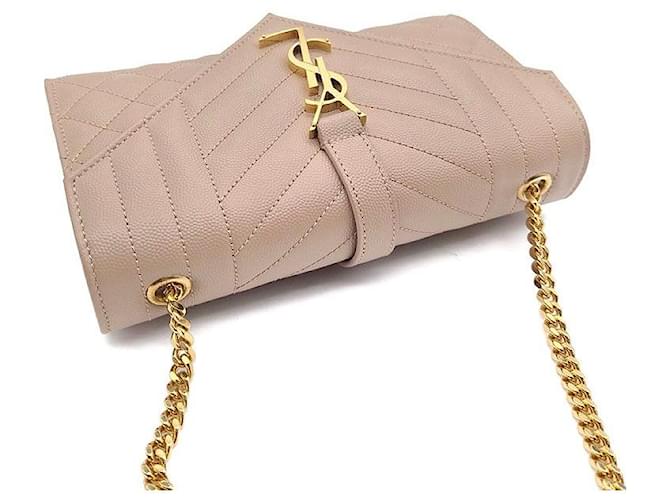 Saint Laurent Borsa a tracolla Monogram Envelope Chain Small Marrone - vista 6