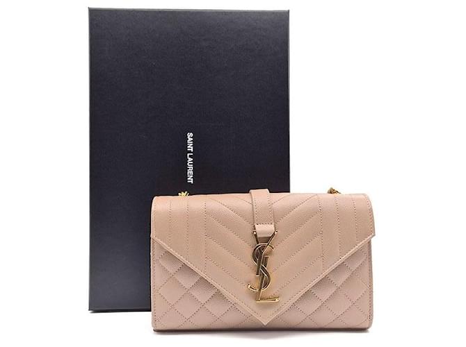 Saint Laurent Borsa a tracolla Monogram Envelope Chain Small Marrone - vista 8