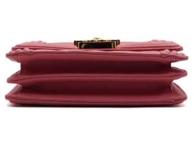 Le Boy Chanel Bolsa de ombro retangular Boy North South em couro rosa com corrente e chevron - Ansicht 8