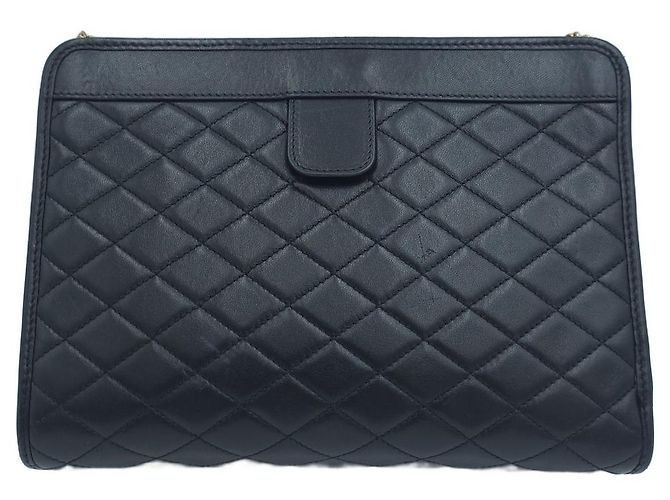 Saint Laurent Bolsa de Ombro Vitoir Baby em Pele de Cordeiro Acolchoada com Corrente Dourada Preta Preto - vista 12
