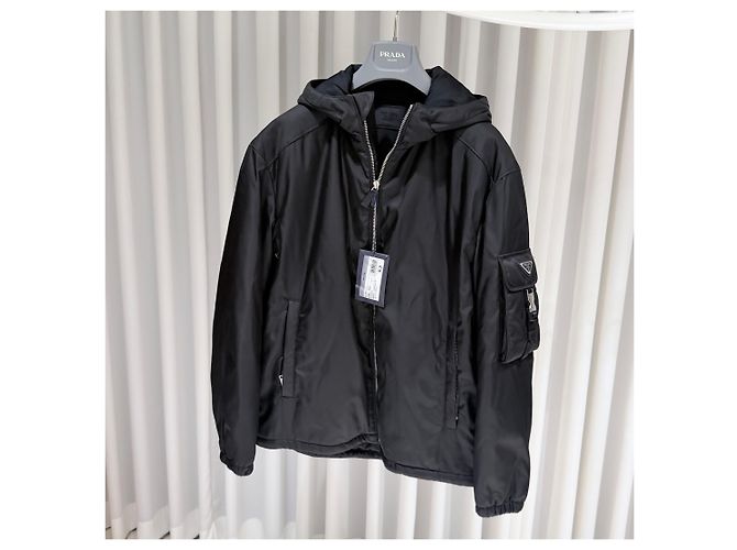 Prada Triangle Logo Nylon Bomber Jacket Black - view 2