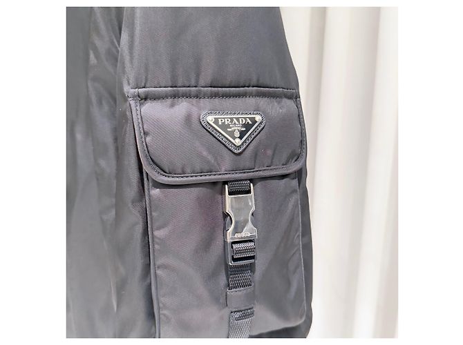 Prada Triangle Logo Nylon Bomber Jacket Black - view 4