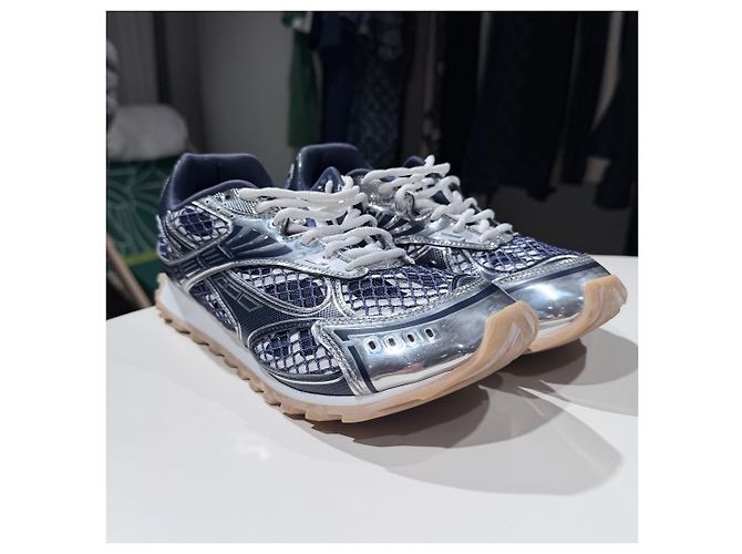Bottega Veneta Sneakers Orbit Abyss Silver Navy Blu - vista 3