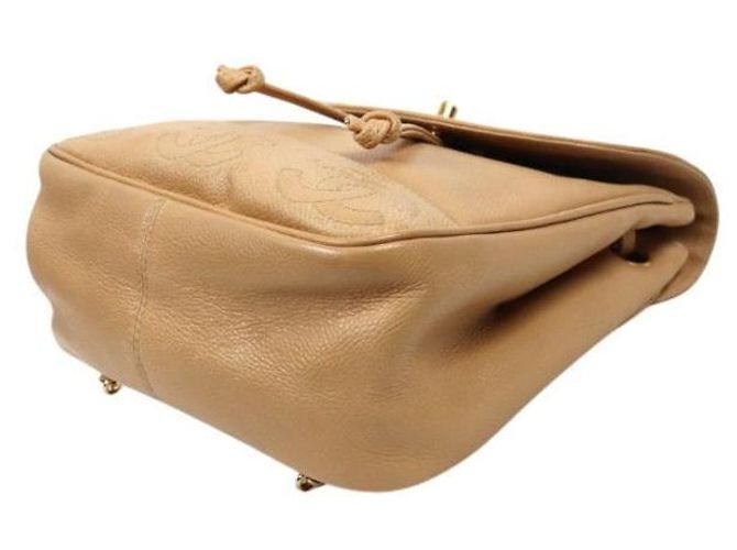 Chanel Triple CC Rucksack in beigem Kaviar-Leder Braun - Ansicht 11