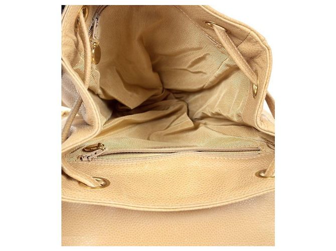 Chanel Triple CC Rucksack in beigem Kaviar-Leder Braun - Ansicht 6