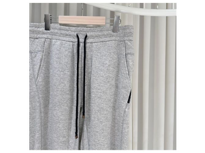 Brunello Cucinelli Cotton Gray Banded Training Pants Brown - view 4