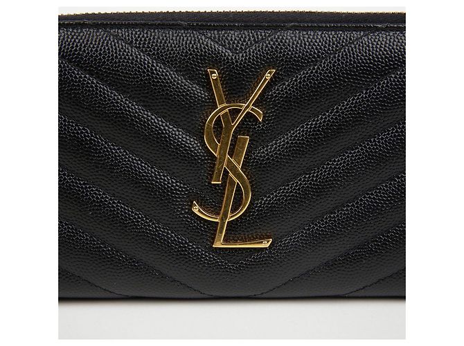 Saint Laurent Portafoglio Zip Monogram Matelassé da Donna Nero - vista 2