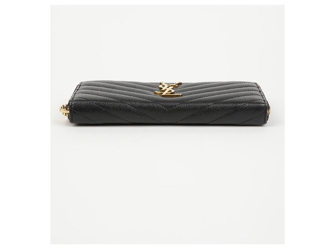 Saint Laurent Portafoglio Zip Monogram Matelassé da Donna Nero - vista 5