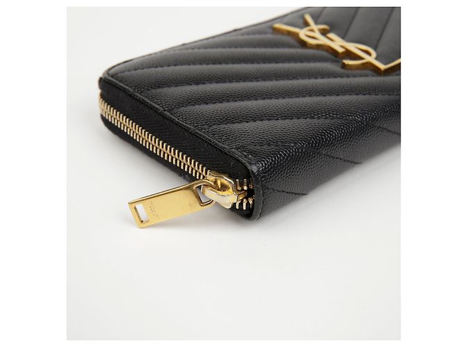 Saint Laurent Portafoglio Zip Monogram Matelassé da Donna Nero - vista 6