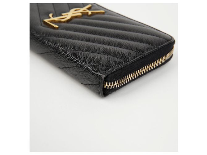 Saint Laurent Portafoglio Zip Monogram Matelassé da Donna Nero - vista 7