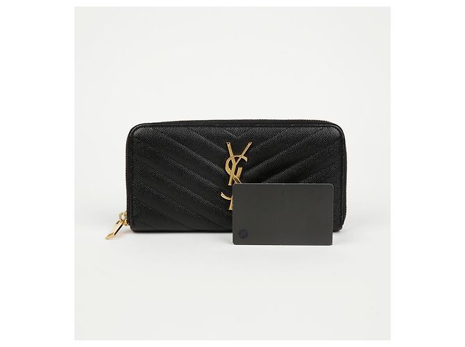 Saint Laurent Portafoglio Zip Monogram Matelassé da Donna Nero - vista 9