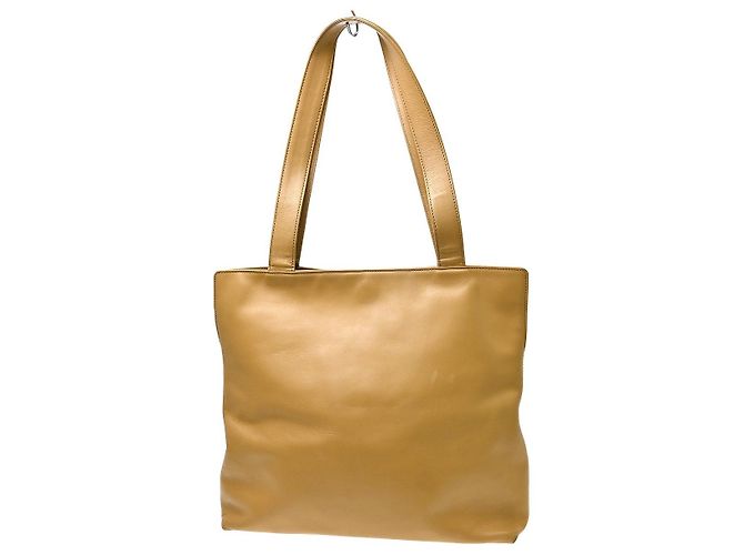 Chanel Vintage CC Logo Tote aus Leder Small Beige - Ansicht 2