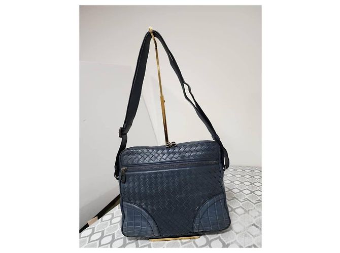 Borsa a tracolla Bottega Veneta Intrecciato Blu Navy - vista 3