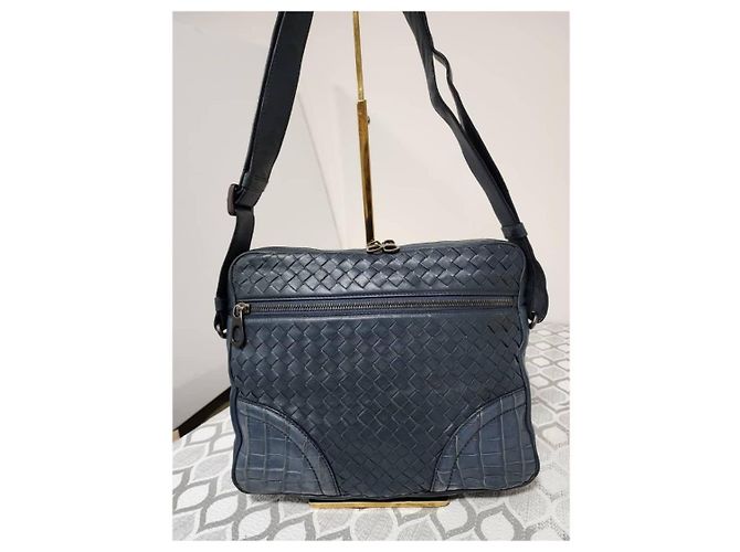 Borsa a tracolla Bottega Veneta Intrecciato Blu Navy - vista 5