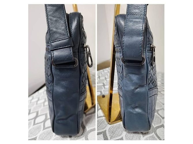 Borsa a tracolla Bottega Veneta Intrecciato Blu Navy - vista 8