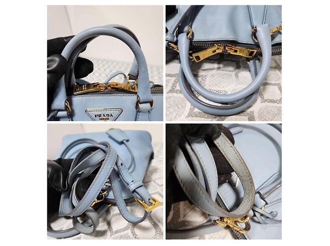 Borsa Promenade Tote Small in pelle Saffiano Lux PRADA Blu Blu chiaro - vista 10