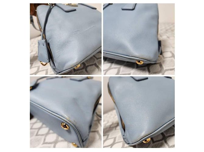 Borsa Promenade Tote Small in pelle Saffiano Lux PRADA Blu Blu chiaro - vista 11