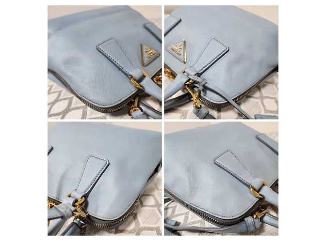 Borsa Promenade Tote Small in pelle Saffiano Lux PRADA Blu Blu chiaro - vista 12