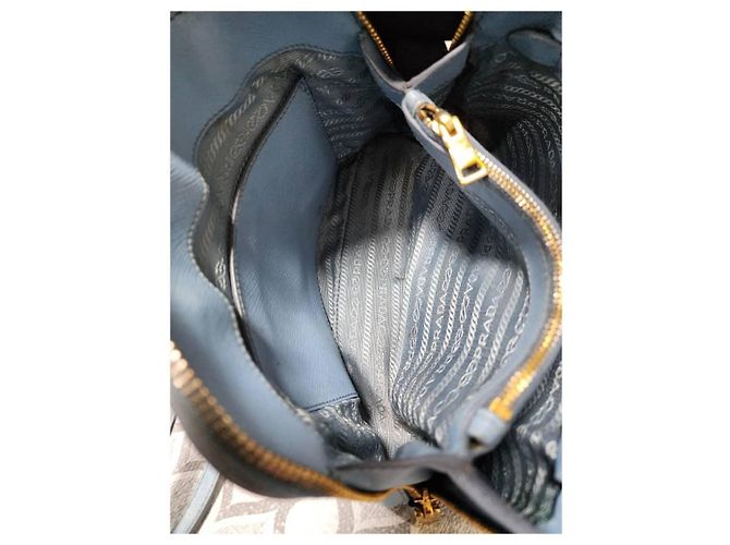 Borsa Promenade Tote Small in pelle Saffiano Lux PRADA Blu Blu chiaro - vista 14