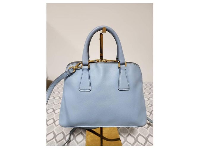 Borsa Promenade Tote Small in pelle Saffiano Lux PRADA Blu Blu chiaro - vista 3