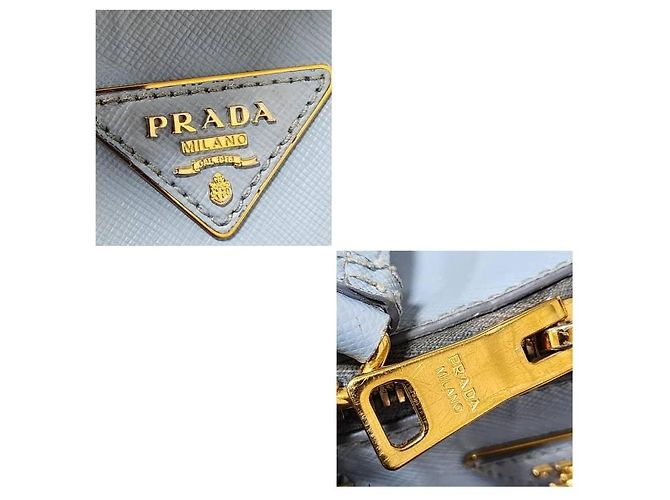 Borsa Promenade Tote Small in pelle Saffiano Lux PRADA Blu Blu chiaro - vista 4