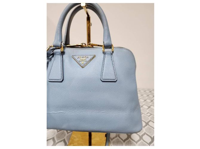 Borsa Promenade Tote Small in pelle Saffiano Lux PRADA Blu Blu chiaro - vista 5