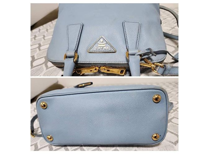 Borsa Promenade Tote Small in pelle Saffiano Lux PRADA Blu Blu chiaro - vista 6