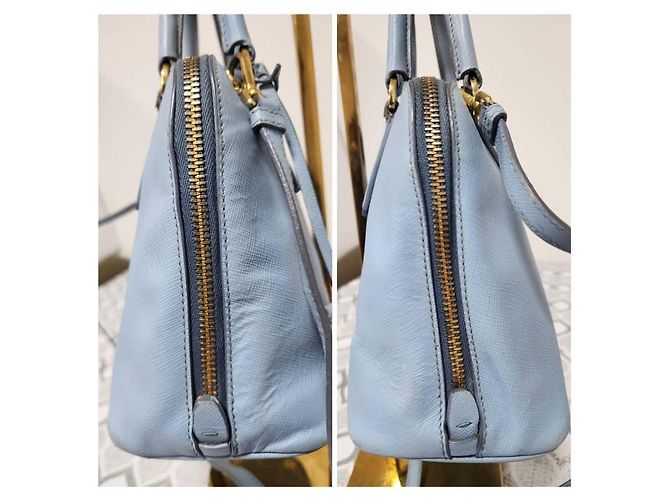 Borsa Promenade Tote Small in pelle Saffiano Lux PRADA Blu Blu chiaro - vista 7
