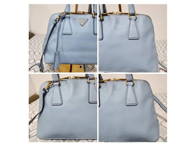 Borsa Promenade Tote Small in pelle Saffiano Lux PRADA Blu Blu chiaro - vista 8