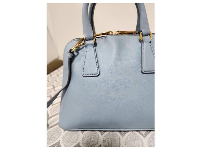Borsa Promenade Tote Small in pelle Saffiano Lux PRADA Blu Blu chiaro - vista 9