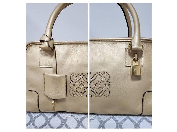 Borsa a tracolla Amazona 36 in pelle di capra metallizzata LOEWE Gold D'oro - vista 9