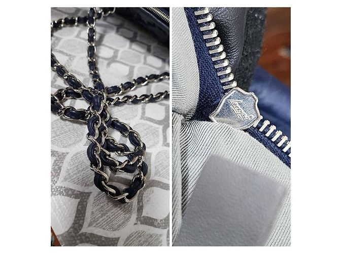 Borsa Bowling CHANEL Ultra Stitch in pelle blu navy - vista 11