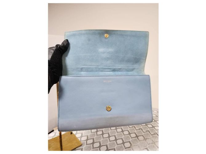Borsa a pochette YVES SAINT LAURENT Ligne Y in pelle di vitello Blu - vista 10
