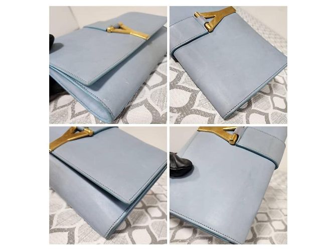 Borsa a pochette YVES SAINT LAURENT Ligne Y in pelle di vitello Blu - vista 11