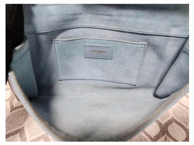 Borsa a pochette YVES SAINT LAURENT Ligne Y in pelle di vitello Blu - vista 14
