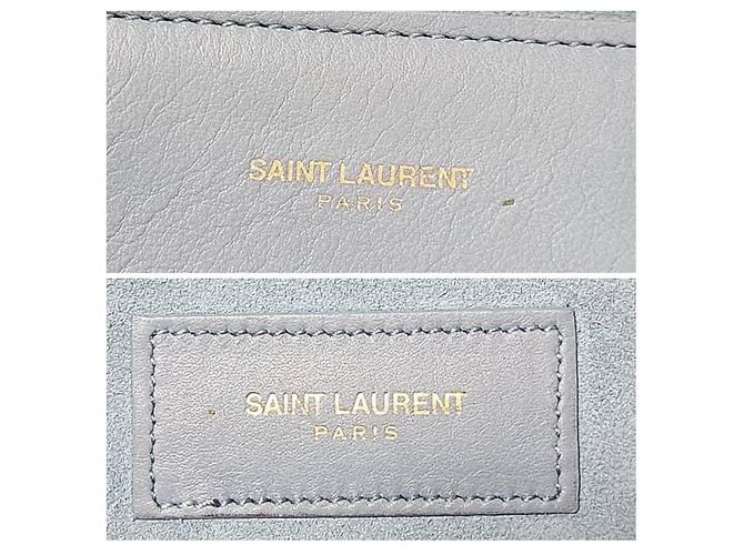 Borsa a pochette YVES SAINT LAURENT Ligne Y in pelle di vitello Blu - vista 4