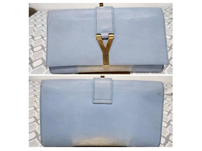 Borsa a pochette YVES SAINT LAURENT Ligne Y in pelle di vitello Blu - vista 5