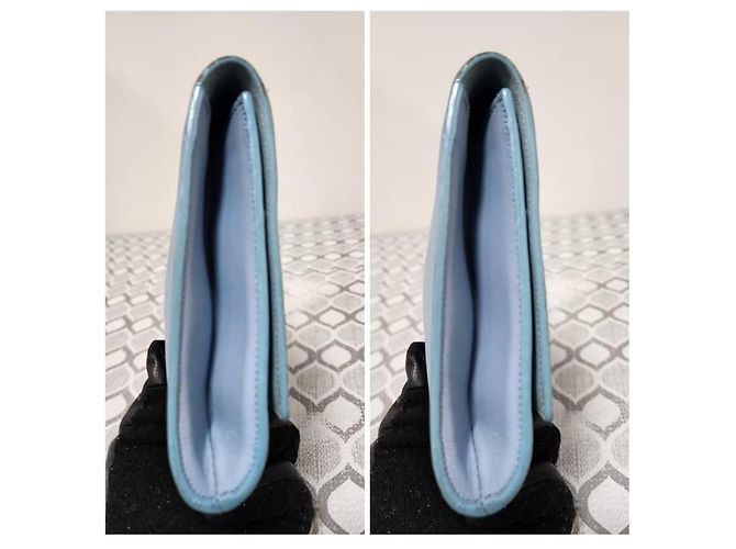 Borsa a pochette YVES SAINT LAURENT Ligne Y in pelle di vitello Blu - vista 7
