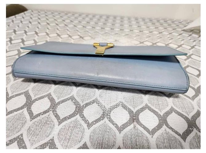 Borsa a pochette YVES SAINT LAURENT Ligne Y in pelle di vitello Blu - vista 8