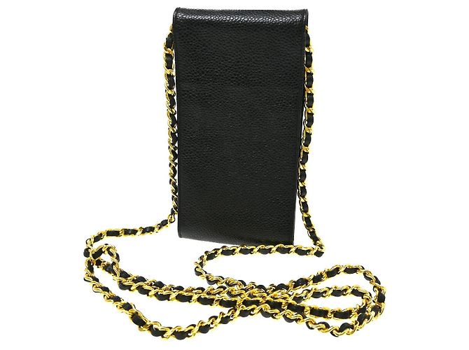 Portacellulare Chanel Vintage CC Caviar Nero - vista 2