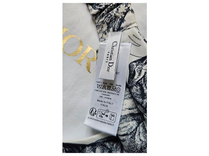 Dior Fascia in seta Toile de Jouy Bianco Blu scuro - vista 2