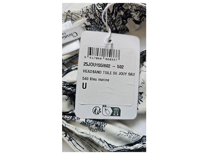 Dior Fascia in seta Toile de Jouy Bianco Blu scuro - vista 4