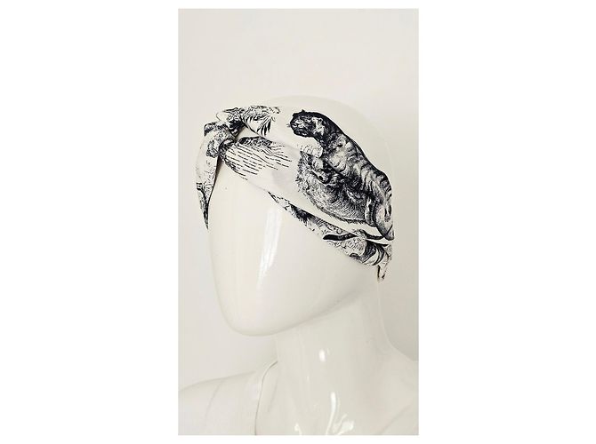 Dior Fascia in seta Toile de Jouy Bianco Blu scuro - vista 5