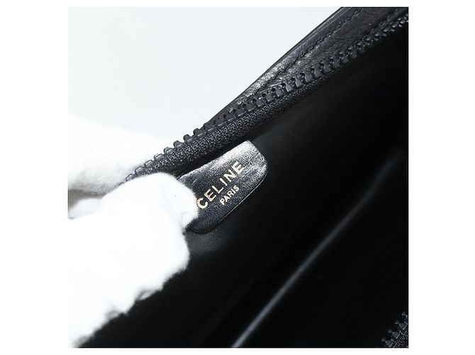 Céline Celine Zip Clutch aus Leder Oversized Schwarz - Ansicht 7