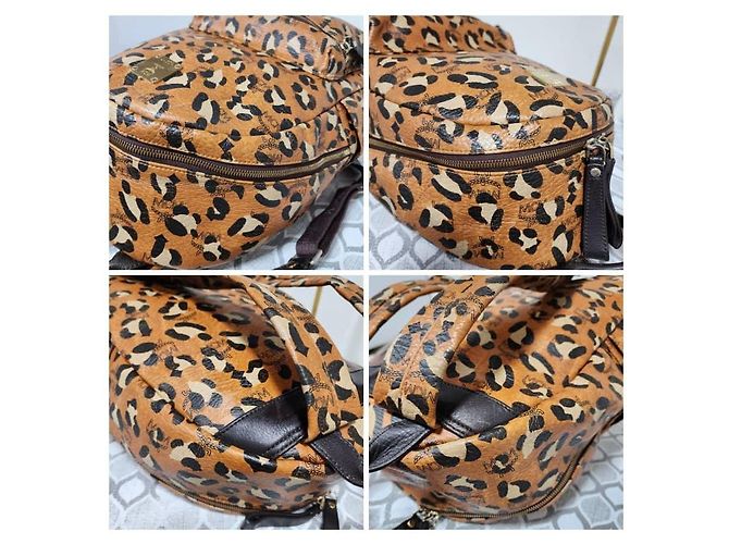 MCM Leopard Print Leather Backpack Brown/Black - view 11