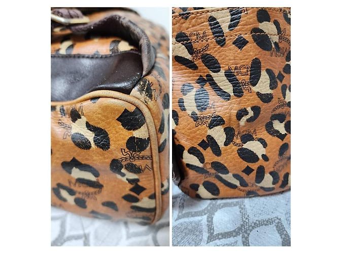 MCM Leopard Print Leather Backpack Brown/Black - view 15