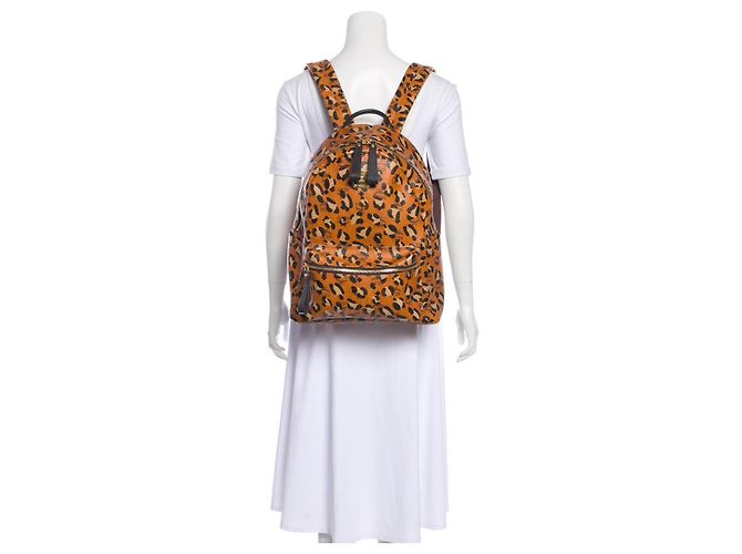 MCM Leopard Print Leather Backpack Brown/Black - view 16