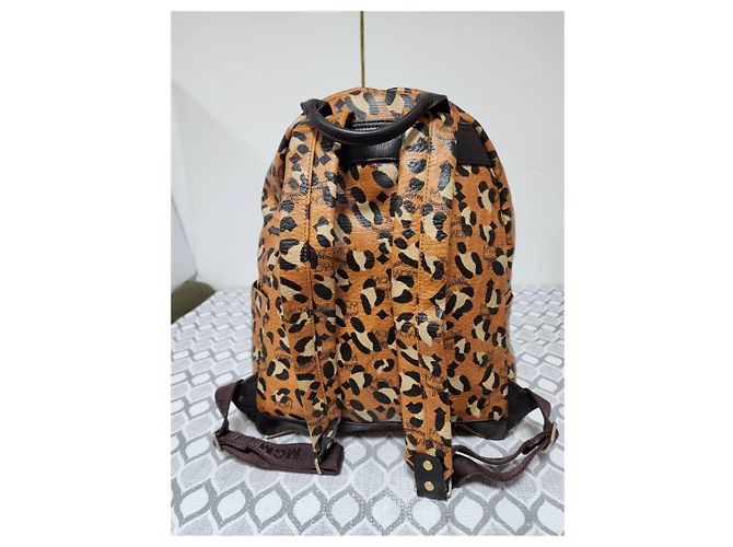 MCM Leopard Print Leather Backpack Brown/Black - view 3