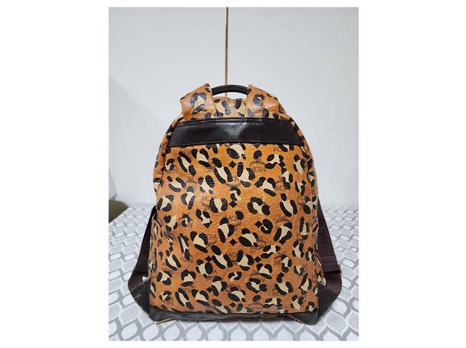 MCM Leopard Print Leather Backpack Brown/Black - view 5